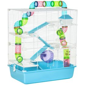 Extra Large 23" Hamster Cage with Tubes, Tunnels, Carry Handles, 5-Tier, Light Blue