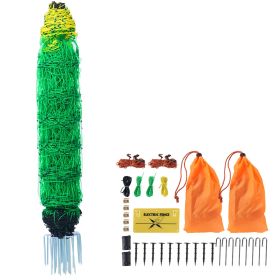 Electric Fence Netting, 35" H x 164' L, PE Net Fencing with Posts & Double-Spiked Stakes, Utility Portable Mesh for Goats, Sheep, Lambs, Deer, Ho