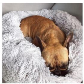 Dog Beds For Small Dogs Round Plush Cat Litter Kennel Pet Nest Mat Puppy Beds (Option: Good Grey-80cm)
