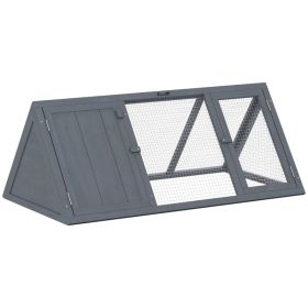 Rabbit Hutch, Wooden Guinea Pig Hutch with Run and Doors, Outdoor Triangle Bunny House for Rabbits,Duck and Chicken (Option: Gray-1170x65x530 mm)