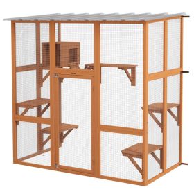 Catio Cat Window Box Outside Enclosure with Bridge Platforms (Option: Orange-1230x800x185 mm)