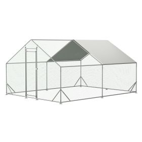 Large Metal Chicken Coop, Walk-in Chicken Run,Galvanized Wire Poultry Chicken Hen Pen Cage (Color: AS PIC)